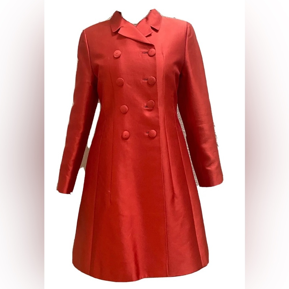 Prada Vintage Vermilion Red / Orange Coat Silk Blend - Size IT44 / US 6-8